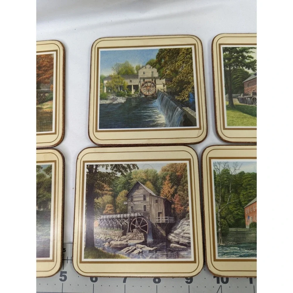 Water Mill Coasters Cork Back 4 Inch‎ Set of 6